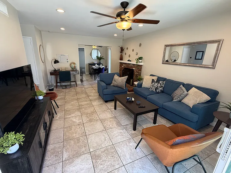 Living room viewed from patio door
