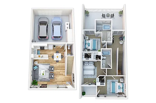 Floor plan 3 Bedroom, 2.5 Bath Townhouse