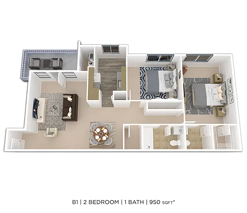 Floor plan Two Bedroom 1.5 Bath