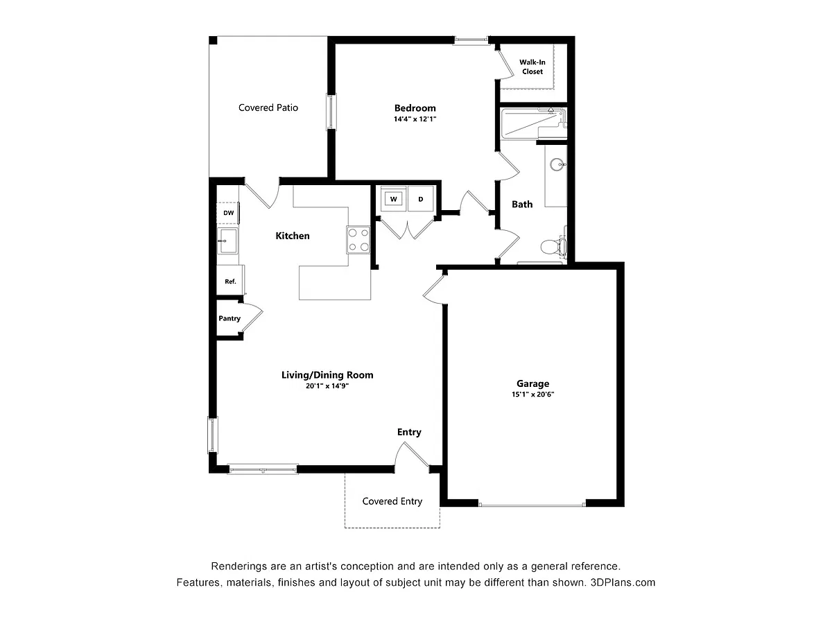 Floor plan 1B/1BVillas at Belle Meadow