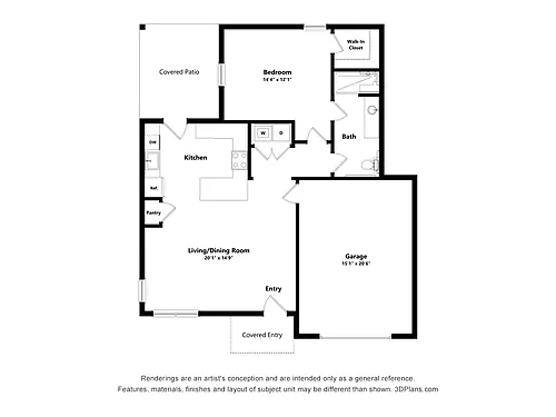 Floor plan 1B/1BVillas at Belle Meadow