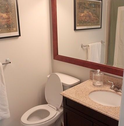 One of two remodeled full baths