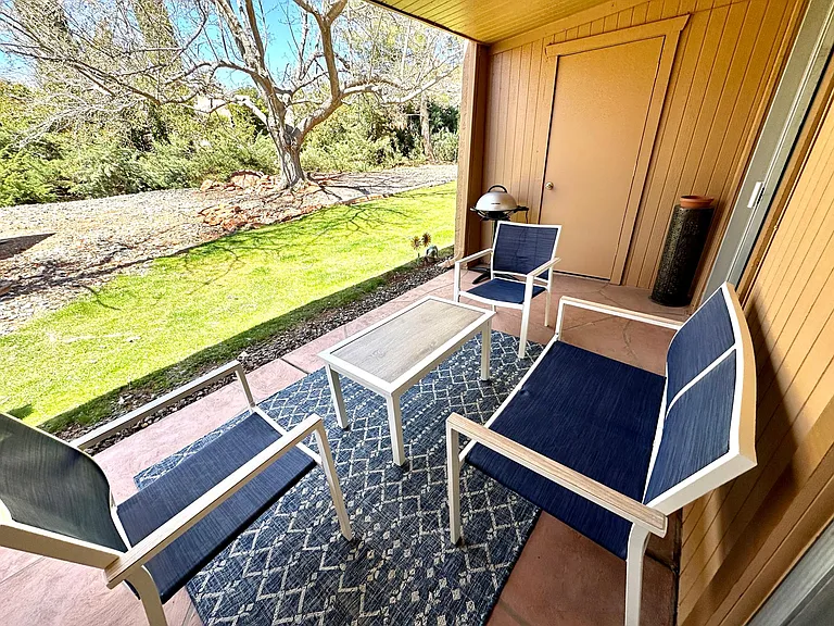 Patio view to private greenbelt