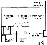 Floor plan Meadows at Edgewood 2 bedroom 765 SqFt