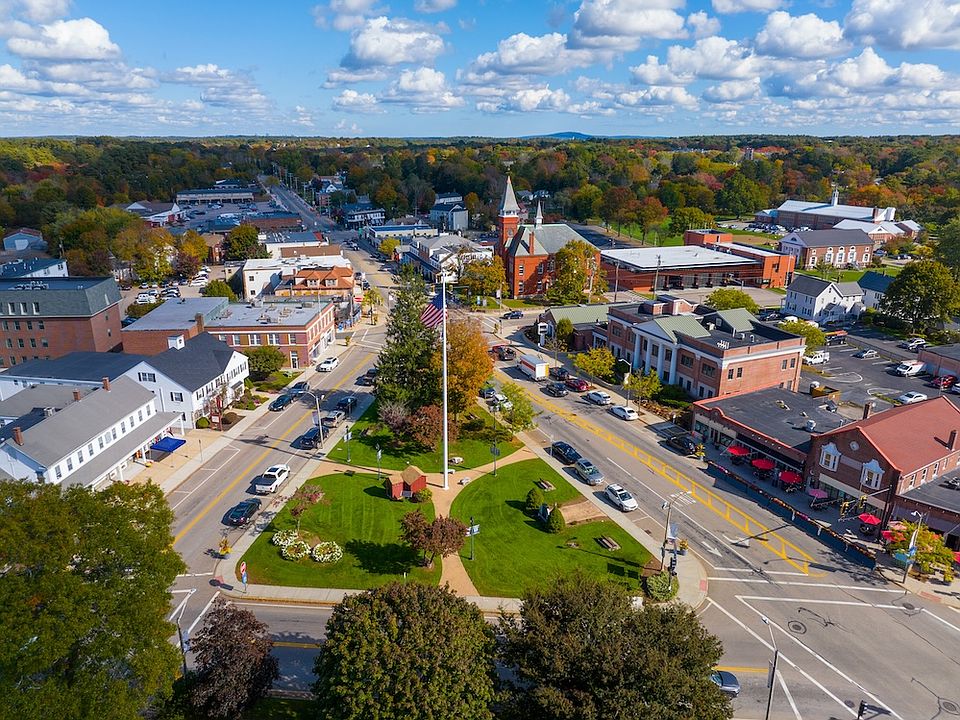 Aerial of downtown Walpole.