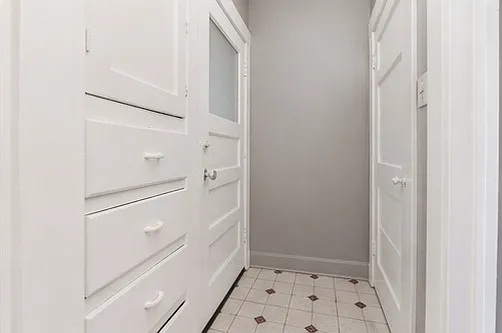 Back Door on left and Basement Door on right