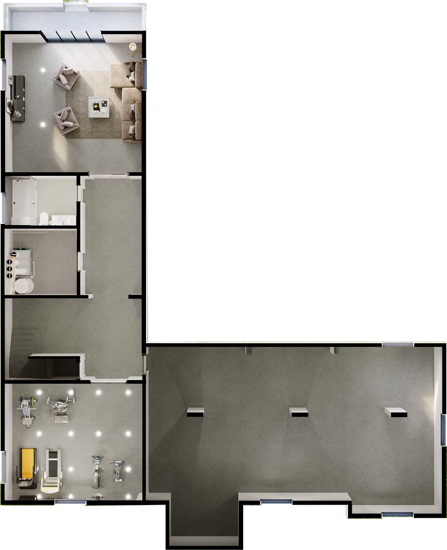  3D Lower Level Floor Plan