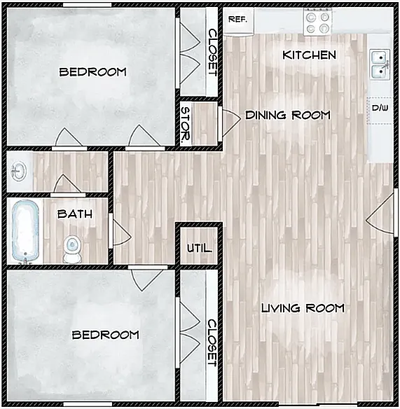 Floor plan Platinum 2BR 1BA
