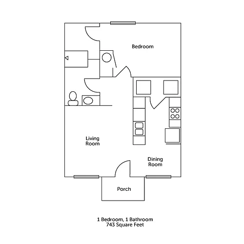 Floor plan 1 Bed x 1 Bath