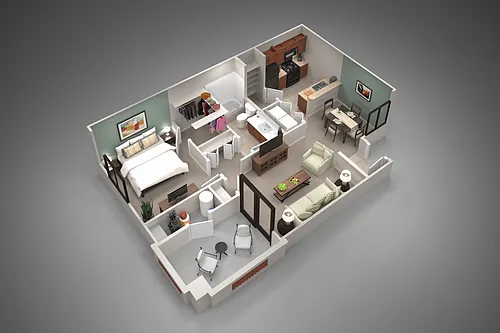 Floor plan One Bedroom/One Bath