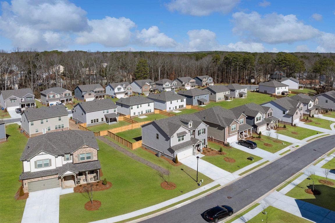 Aerial view showcasing the Baxter Woods neighborhood and vibrant lifestyle.