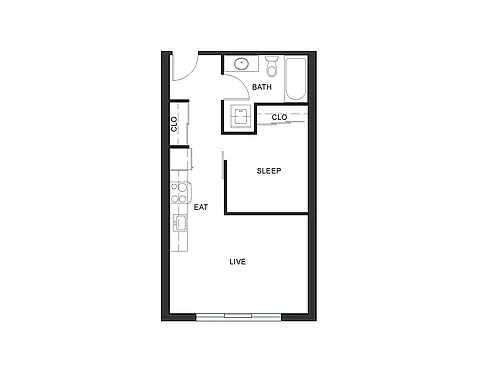 Floor plan Urban 1 Bedroom - U4 - Iron Flats