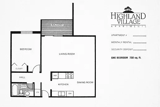 Floor plan One Bedroom 750sqft