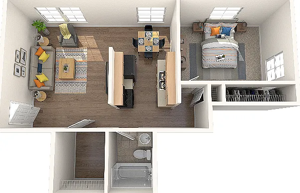 One Bedroom One Bath 670 SF One Bedroom One Bath 670 SF