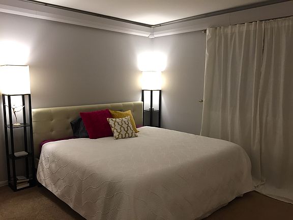 Large bedroom, bed pictured is a king