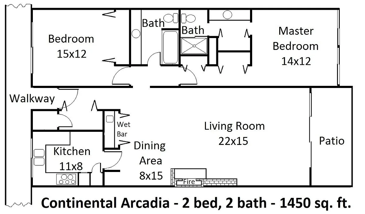 Floor plan 2 Bedroom 2 Bath-Modern Wood Plank Throughout
