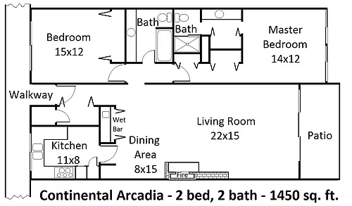 Floor plan 2 Bedroom 2 Bath-Modern Wood Plank Throughout