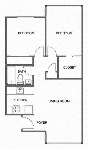 Floor plan Renovated 2 Bed, 1 Bath