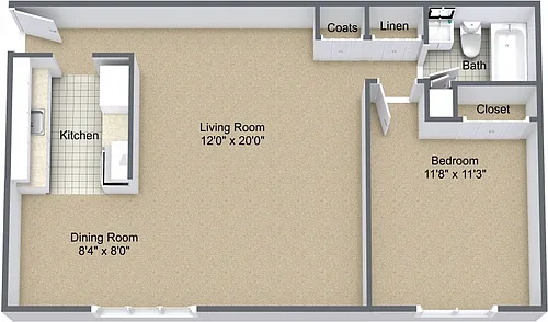 Floor plan One Bedroom Traditional