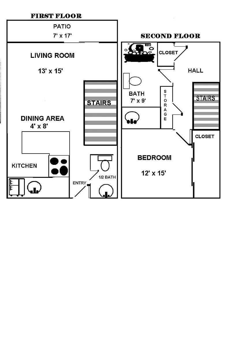 Floor plan One Bedroom Townhouse