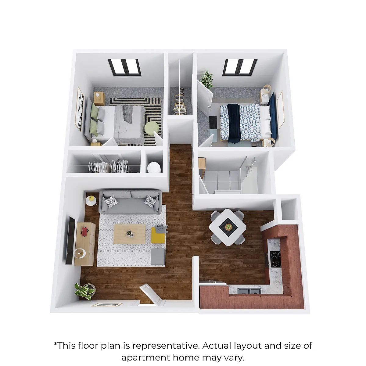 Floor plan 2 bedroom, 1 bathroom