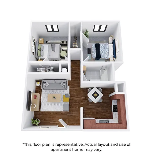 Floor plan 2 bedroom, 1 bathroom