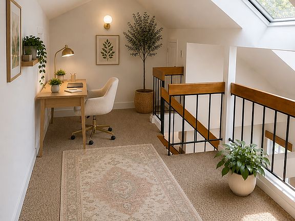AI virtual staging of loft area