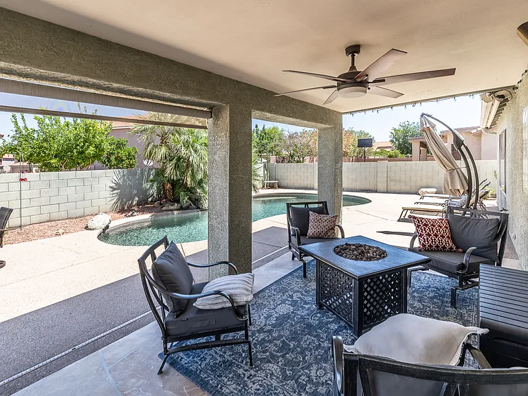 Patio with dual sun shades