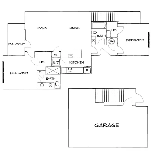 Floor plan Design 2B with Garage