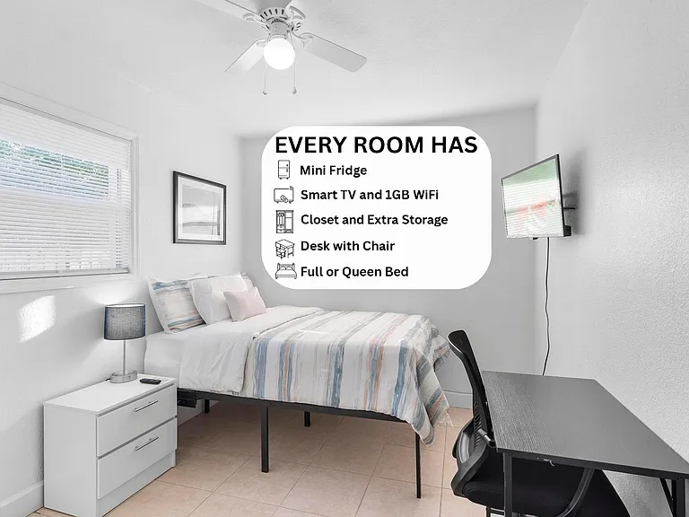 Room #4 Clarity Corner
Standard full room with ergonomic desk, chair & closet clean, bright & peaceful stay in Sanf