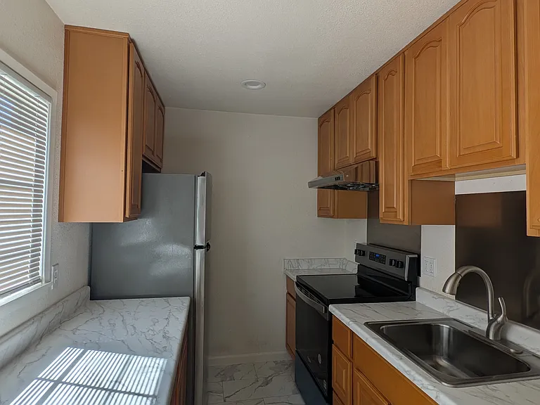 Kitchen with new stove