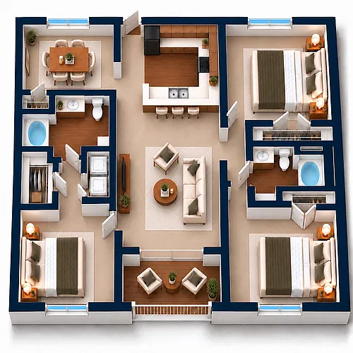 Floor plan 3 Bedroom, 2 Bathroom