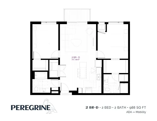 Floor plan 2 Bedroom D- ADA M