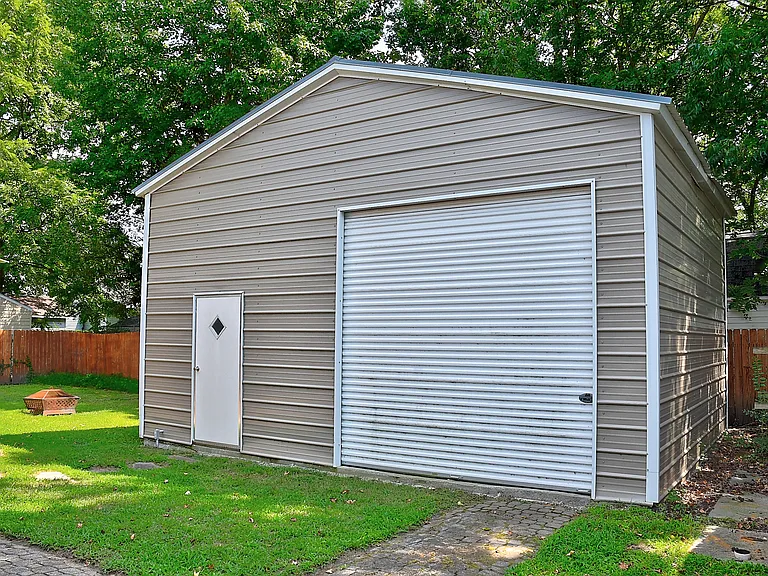 Detached garage metal shell building