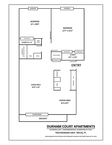 Floor plan ABC - Two Bedroom