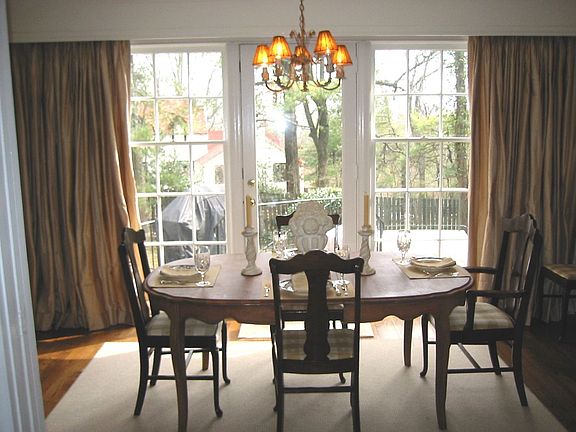 The separate DR overlooks the slate patio!