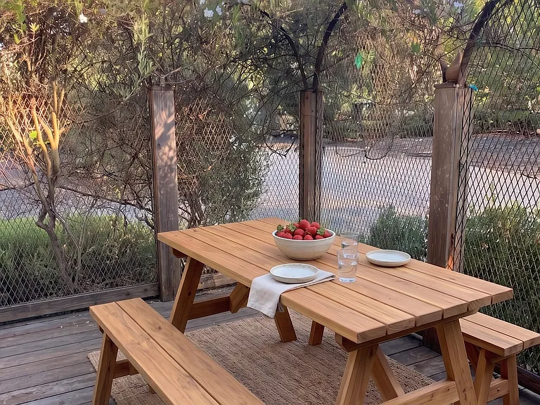 The outside deck off the kitchen