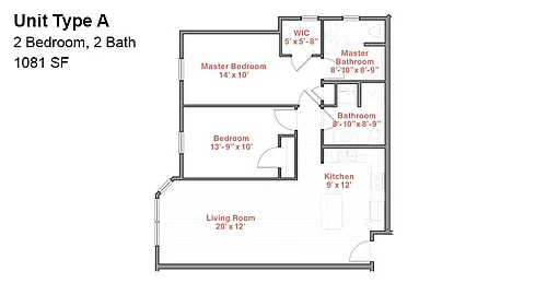 Floor plan 2 Bedroom Apartment Style A