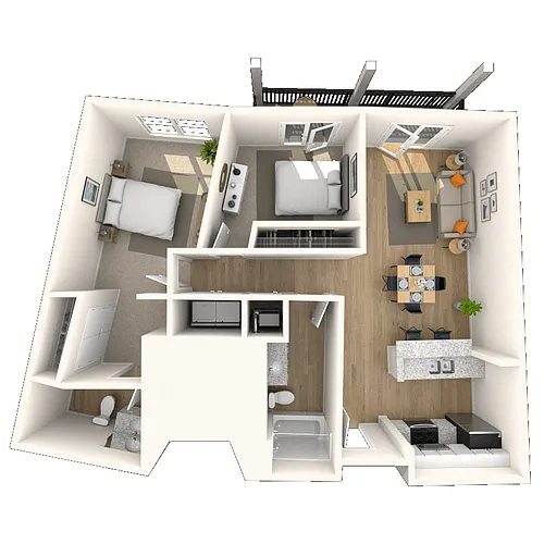 Floor plan Traditional 2x2 945-976 SF