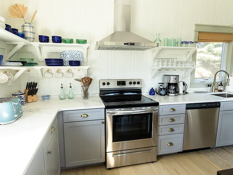 The main level includes an open concept wit the living room and kitchen