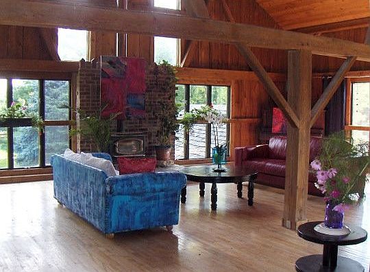 Floor to ceiling windows. 35 ft. ceiling.