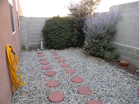 Block wall and landscaped