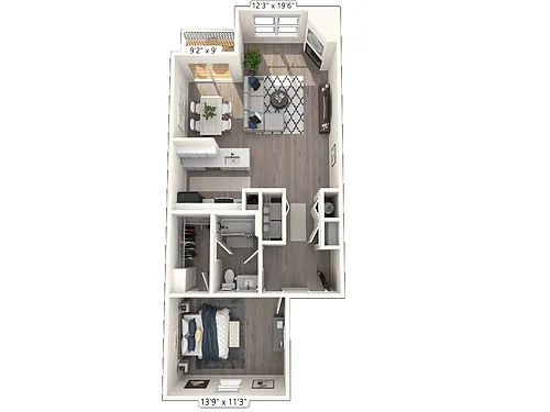 Floor plan The Vintner 1 BR 1 BA