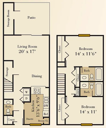 Floor plan 2 BR Townhome