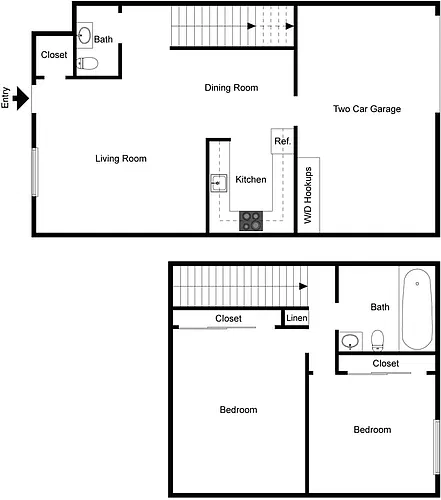 Floor plan 2 Bedroom 1 Bath