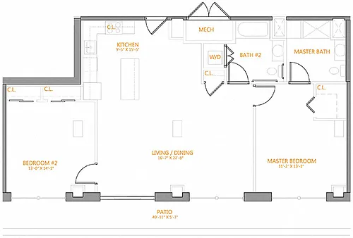 Floor plan 2 Bed/2 Bath-7K
