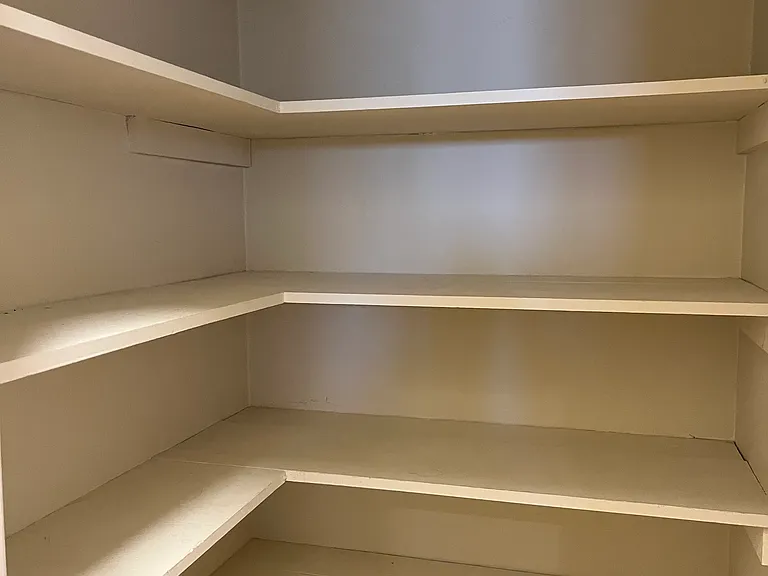 LARGE LINEN CLOSET PROVIDES TONS OF ADDITIONAL STORAGE AND SHELVING