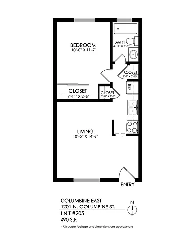 Floor plan 1 Bedroom, 1 Bath