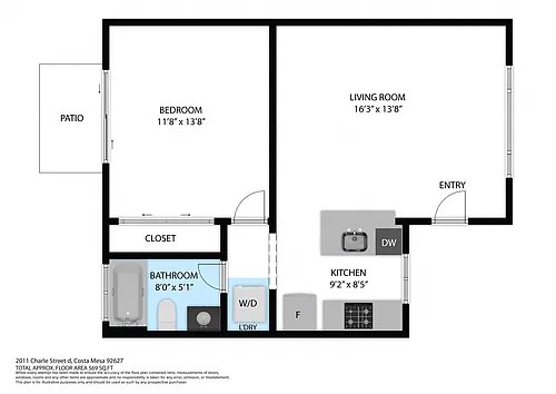 Floor plan 1 Bedroom, 1 Bathroom