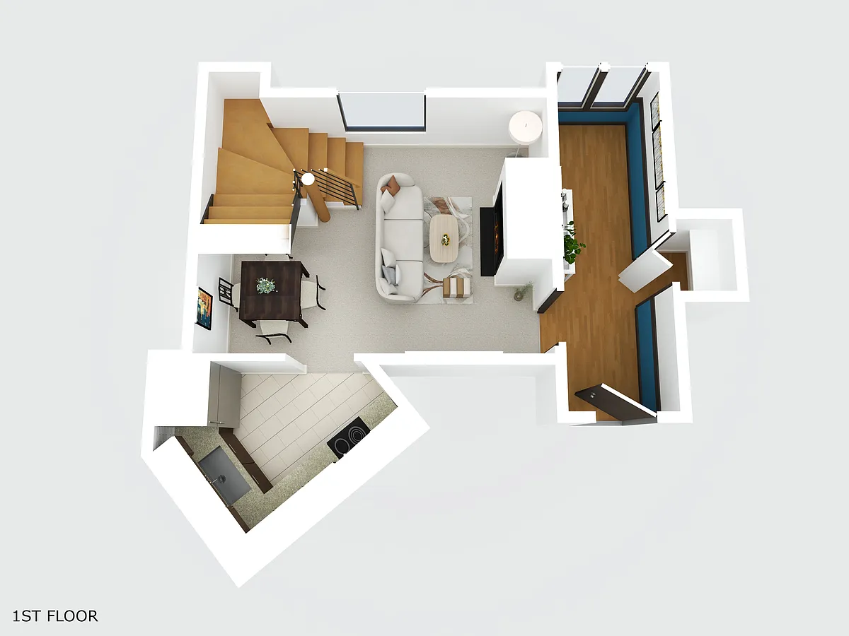 Floor plan Heyse 1 bedroom 1 Bath type F duplex